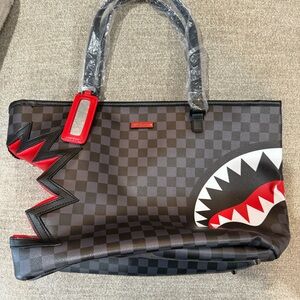 Sprayground Brown and Red Shark Briefcase
